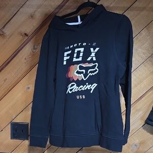 Fox Racing Moto-X USA Pullover Hoodie Black Graphic Sweatshirt Mens XL